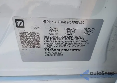 2023 Cadillac Ct4 Premium Luxury из США, поврежденный, VIN 1G6DB5RK2P0152887